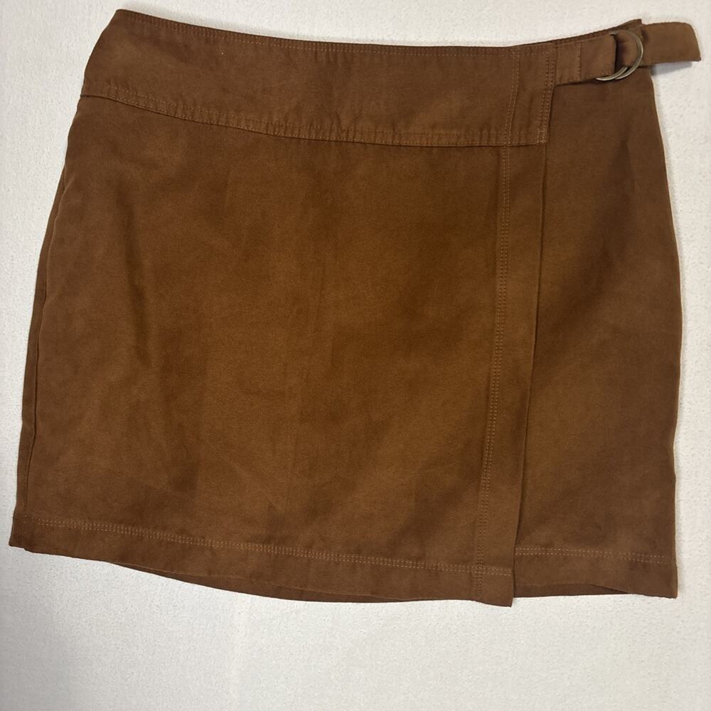 Hollister Skirt Small Adult Brown Faux Suede Mini Womens size 3 w/ 30 waist